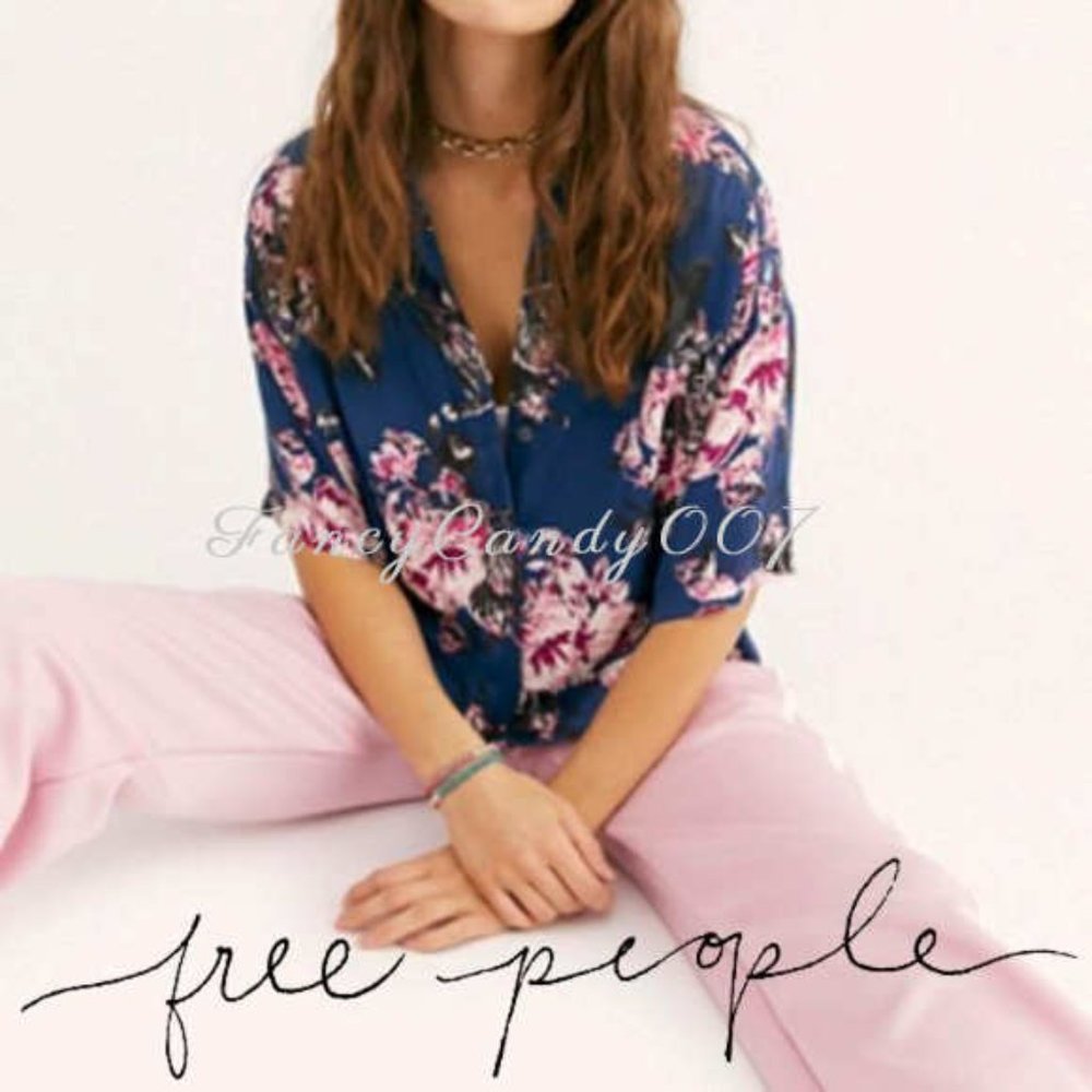 Free People We The Free Lily Of The Valley  Oversize Crop Button-up Top Large